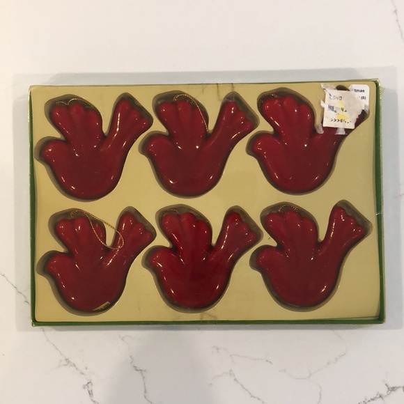🎄Vintage red bird Christmas  tree ornaments set (6) still in box - Picture 5 of 5